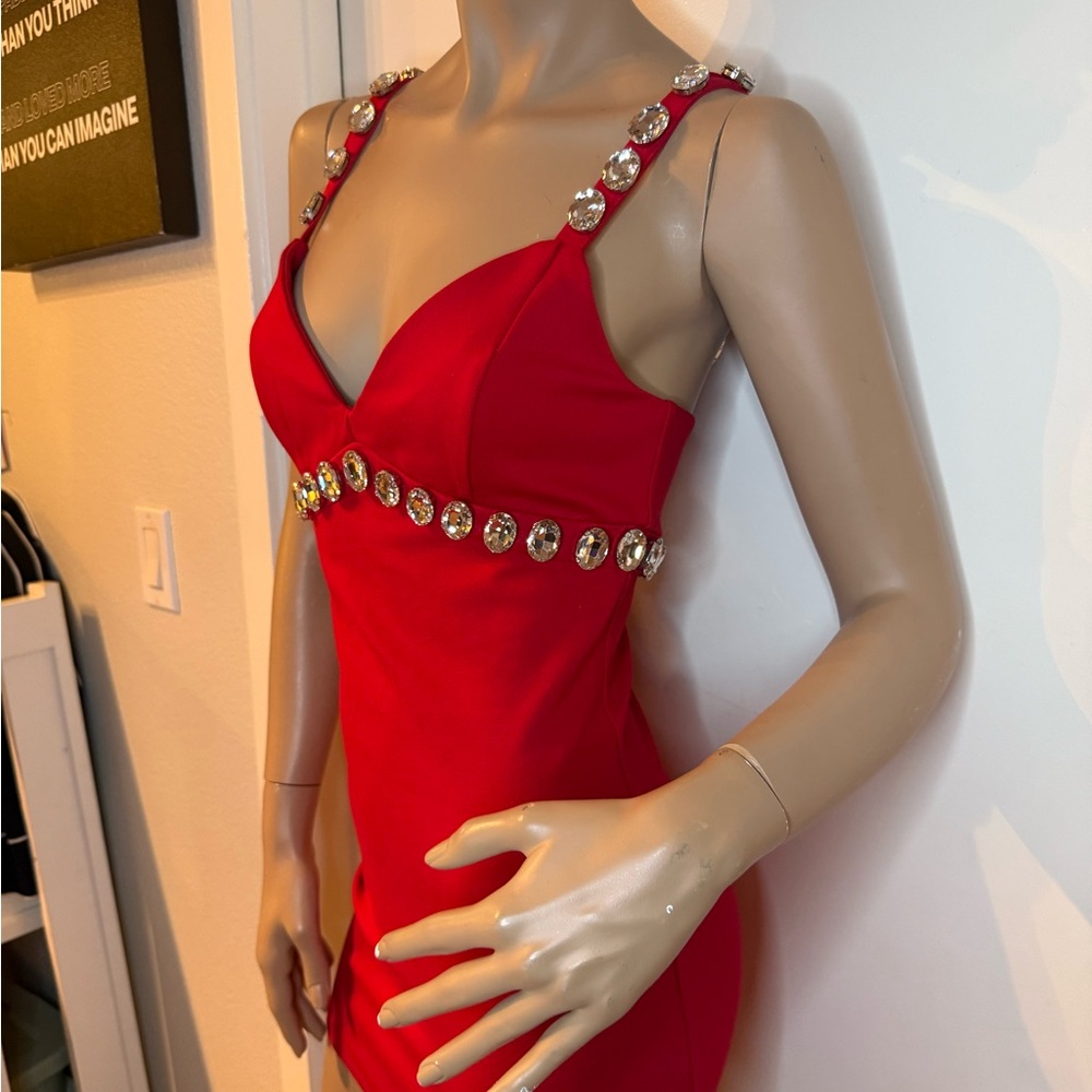 Forever 21 Red Gem Embellished Mini Dress • NWT • Size S